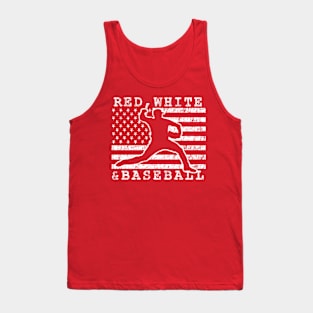 Red White and Baseball American Flag USA pitcher Baseball Pitching Tank Top